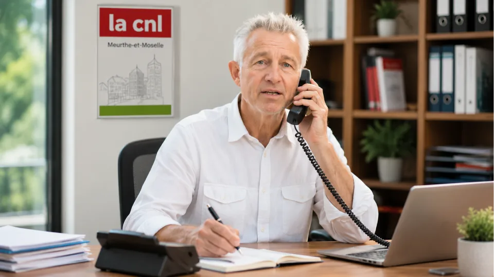Bénévole de la CNL54 en consultation téléphonique avec un locataire