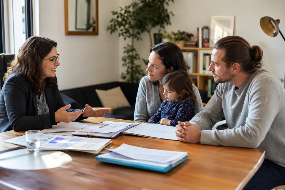Conseillère CNL54 en entretien avec une famille de locataires